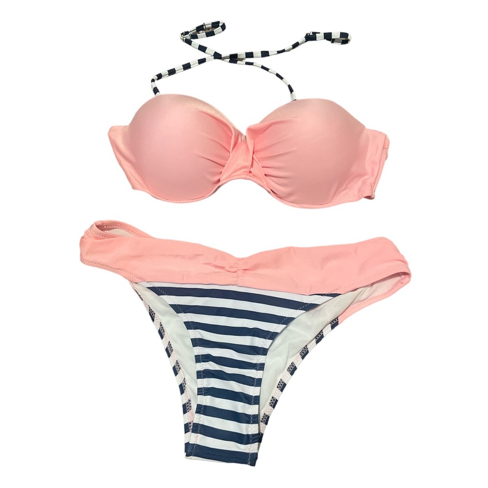 Cute pink blue and white bikini! Size medium, never worn but no tags.